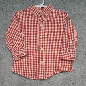Crazy 8 Toddler Boys Red White Gingham Button Down Shirt 18-24 Months